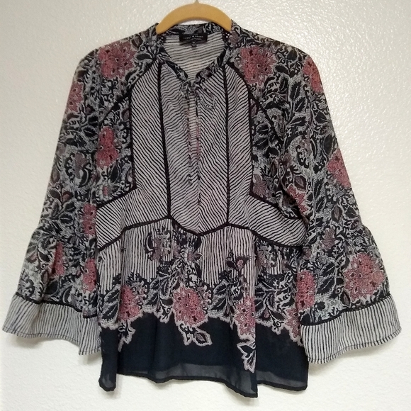 LUCKY BRAND semi-sheer print top, Medium - Picture 1 of 8
